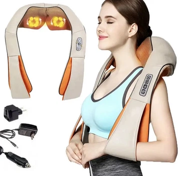 Роліковий масажер для шиї та плечей Massager of Neck Kneading з підігрівом та режимами