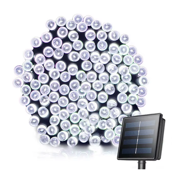 Уличная светодиодная гирлянда 12м 100 LED на солнечной батарее, белый