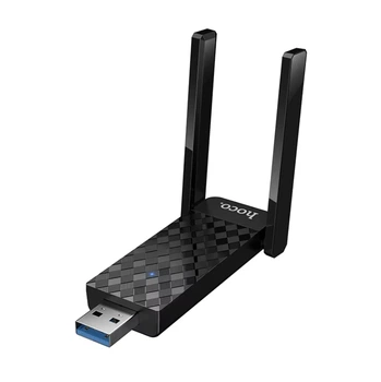 Адаптер WiFi Hoco HI34 WiFi6 USB external dual antenna wireless network card Black