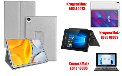 Чехол-подставка CRAYTON для Kruger&Matz EAGLE 1073, EDGE 1088S, Edge 1089S – стиль, защита и ручная сборка, цвет Серебро