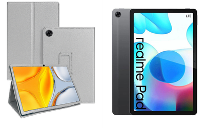 Чехол-подставка CRAYTON для Realme Pad 10.4 – стиль, защита и ручная сборка, цвет Серебро
