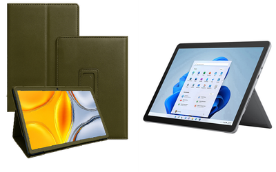 Чехол-подставка CRAYTON для Microsoft Surface Go, Go 2, Go 3 – стиль, защита и ручная сборка, цвет Оливковый