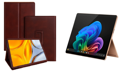 Чехол-подставка CRAYTON для Microsoft Surface Pro 10, Pro 11, Pro 11 X Elite – стиль, защита и ручная сборка, цвет Карминовый