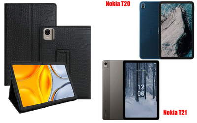 Чехол-подставка CRAYTON для Nokia T20, Nokia T21 – стиль, защита и ручная сборка, цвет Крокодил