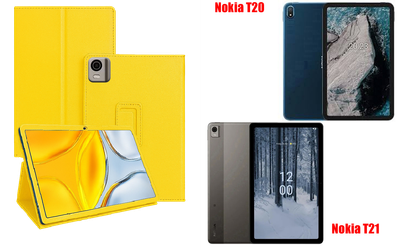 Чехол-подставка CRAYTON для Nokia T20, Nokia T21 – стиль, защита и ручная сборка, цвет Жёлтый