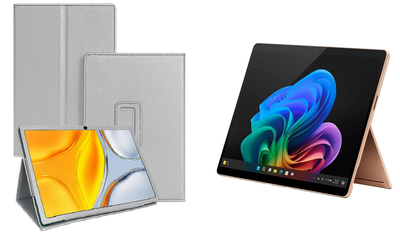 Чехол-подставка CRAYTON для Microsoft Surface Pro 10, Pro 11, Pro 11 X Elite – стиль, защита и ручная сборка, цвет Серебро