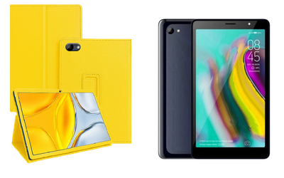 Чехол-подставка CRAYTON для Tecno Tab 7 P704a – стиль, защита и ручная сборка, цвет Жёлтый