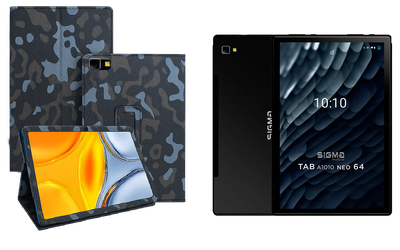 Чехол-подставка CRAYTON для Sigma mobile Tab A1010 4G, Tab A1010 Neo – стиль, защита и ручная сборка, цвет Хаки зима
