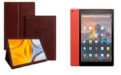 Чехол-подставка CRAYTON для Amazon Fire HD 10 2017, 2018 – стиль, защита и ручная сборка, цвет Карминовый