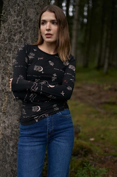 Лонгслів жіночий з принтом Лісова казка Wear me XS Чорний (18_25_012_12899)