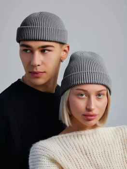 Вязаная шапка Мини-бини (Монатик) One-size Светло-серый