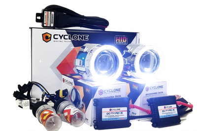 Биксеноновые линзы Cyclone G5 с ангельскими глазками и ксенон комплект с проводкой