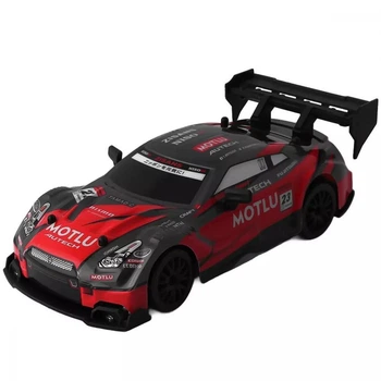 Машинка для дрифта на радиоуправлении Nissan GT-R (R35) 4WD 1:24, 20 км/ч, 2 скорости, свет, неоновая подсветка, сменные колёса, red-black (72809)