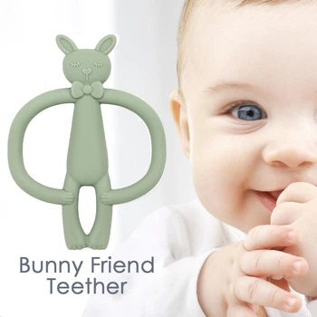 Прорезыватель силиконовый грызунок "Bunny Friend" для малышей от 3 месяцев зеленый (PC1022)
