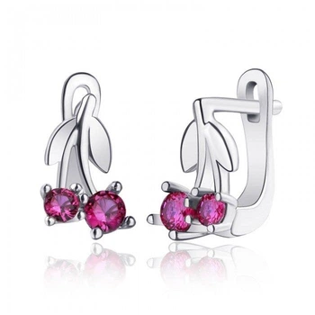 Серебряные сережки детские Вишенки