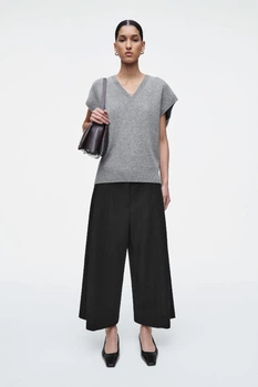 Штани жіночі укорочені COS cropped wool-blend wide-leg pants 1286130001 40 Чорні