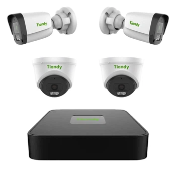 Сучасний Комплект IP відеоспостереження Tiandy на 4 камери