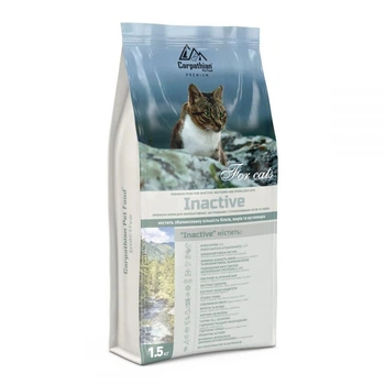 Сухой корм для кастрированных и стерилизованных кошек Carpathian Pet Food Inactive с курицей и атлантическим палтусом для малоактивных, 1,5 кг