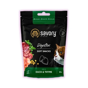Мʼякі ласощі для котів Savory з качкою та чебрецем для травлення 50 г