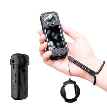 Силіконовий чохол захистний з ковпачком на об'єктив для Insta360 X5 чорний (12577)