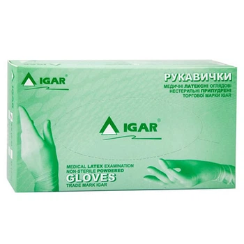 Перчатки IGAR латексные с пудрой S 100 шт. Белые (604994)