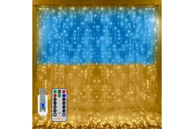 Гирлянда Штора SFK-09 флаг Украины с пультом USB 2*2