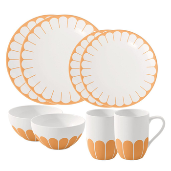 Набор столовой посуды Villeroy & Boch Fleur из 8 предметов на 2 персоны премиальный фарфор желтый