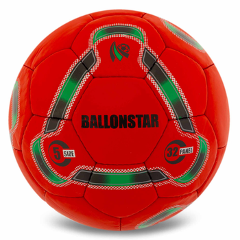 Мяч футбольный №5 PU Гриппи сшит вручную BALLONSTAR FB-5155 Красный