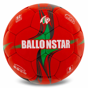 Мяч футбольный №5 PU Гриппи сшит вручную BALLONSTAR FB-5156 Красный