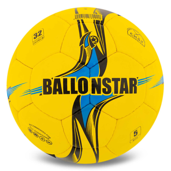 Мяч футбольный №5 PU Гриппи сшит вручную BALLONSTAR FB-5156 Желтый