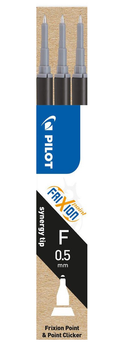 Zestaw wkładów do wymazywalnego pióra kulkowego Pilot Synergy Tip FriXion Point & Point Clicker F 0.5 mm Black 3 szt (ZES4902505401985)