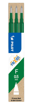Zestaw wkładów do wymazywalnego pióra kulkowego Pilot FriXion Ball & Ball Clicker F 0.5 mm Green 3 szt (ZES4902505422867)
