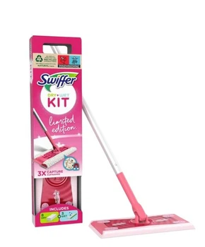 Швабра Swiffer KIT набір для легкого прибирання — універсальна швабра + серветки для сухого та вологого прибирання (8 сухих + 3 вологих)