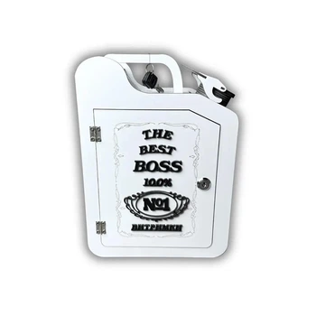 Деревянный декоративный мини-бар Канистра "The Best Boss", 33*24*11 см, с рюмками, белая
