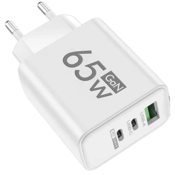 Универсальное зарядное устройство GaN 65W TRG-185 с функцией быстрой зарядки белое