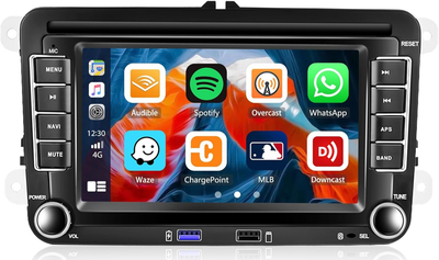 Штатная автомагнитола CAMECHO для Golf 5 6 VW Passat Polo Seat Skoda / 7" / Сенсорная / 2/64Гб / Android 13 / Apple CarPlay / Android Auto / Bluetooth / WI-FI / GPS / USB / RCA Б/В