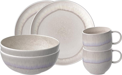 Набір столового посуду для сніданку Villeroy & Boch Perlemor Sand з 6 предметів на 2 персони порцеляна бежевий