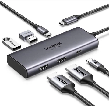 Мультипортовый адаптер UGREEN CM498 Revodok 206 6-in-1 USB-C Hub (15852)