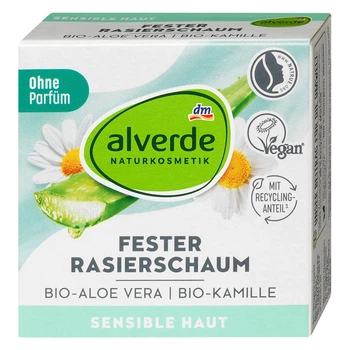Пена для бритья Alverde Naturkosmetik твердая из Алоэ Вера 50 г для чувствительной кожи
