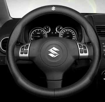 Чехол на руль DLCar Nappa для автомобиля Suzuki натуральная кожа Черный