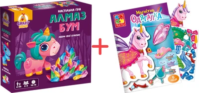 Набір ігор настільних Vladi Toys Маршрутна Алмаз бум єдиноріжки + Магнітна Єдиноріг в папці (VT8055-31_VT3204-27)