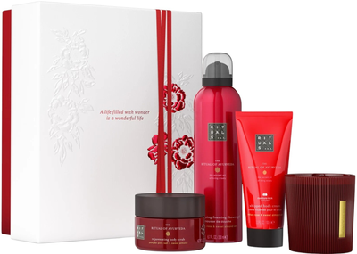 Набір Rituals The Ritual Of Ayurveda Medium 2025 Крем для тіла 100 мл + Гель-піна для душу 200 мл + Ароматична свічка 140 г + Скраб для тіла 125 г (8719134201727)