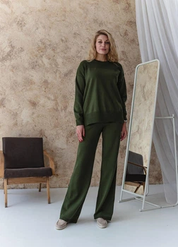 Брюки в'язані ART KNIT Katrin оливкові, L-XL 041256