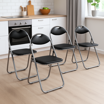 Комплект складных стульев Costway Moro с ручкой для переноски (4 шт) Black