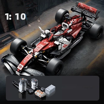 Конструктор на радиоуправлении 1:10 Alfa Romeo F1 56 см Формула 1 гоночная машина с мотором и пультом красно-белая