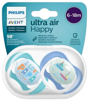 Smoczki Avent Infant Ultra Happy Pacifier 6-18 Months 2 szt (8710103949237)