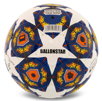 Мяч футбольный №5 PU ламинированный сшит вручную PREMIER BALLONSTAR FB-5157 Белый-синий