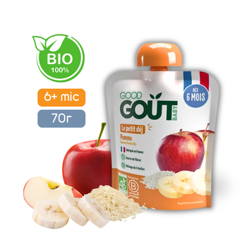 Фруктовое пюре десерт Good Gout BIO Яблочный завтрак для детей от 6 месяцев, 70 г