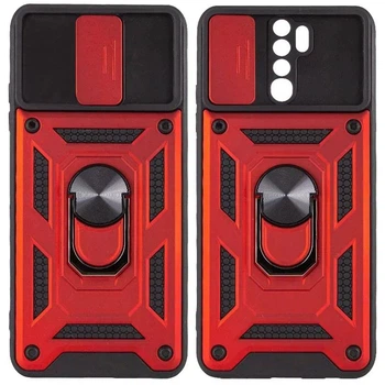 Протиударний чохол Armor Ring + захиcт камери для Xiaomi Redmi 9 case Simon червоний