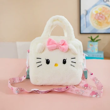 Дитяча плюшева сумочка Hello Kitty з рожевим бантиком, біла
